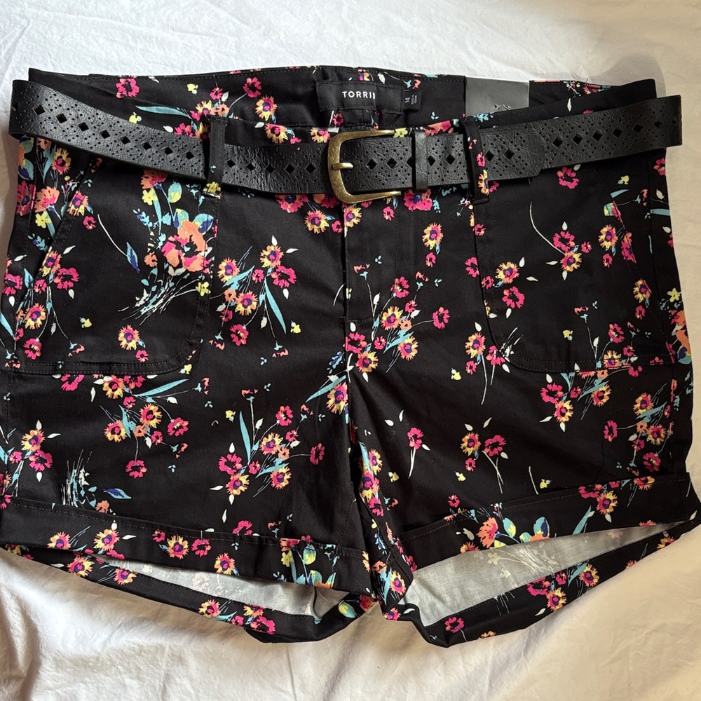 Torrid Black Floral Shorts